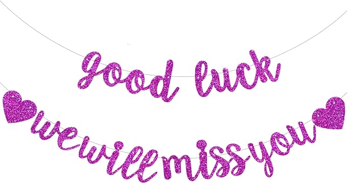BEISHIDA Purple Good Luck We Will Miss You Banner Party Decor No DIY | Glitter by Beishida