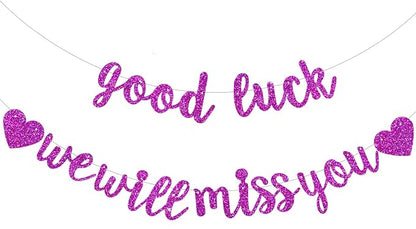 BEISHIDA Purple Good Luck We Will Miss You Banner Party Decor No DIY | Glitter by Beishida