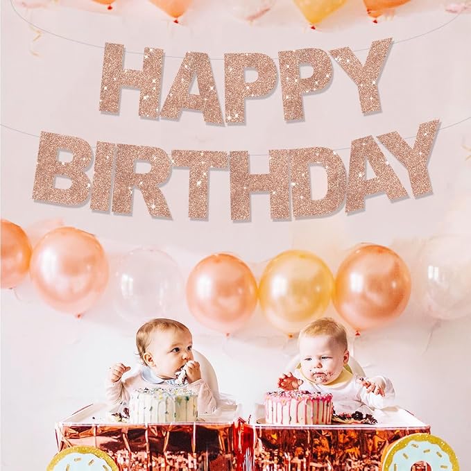 BEISHIDA Pre-Strung Rose Gold Happy Birthday Banner Party Sign Decoration | - Image 6