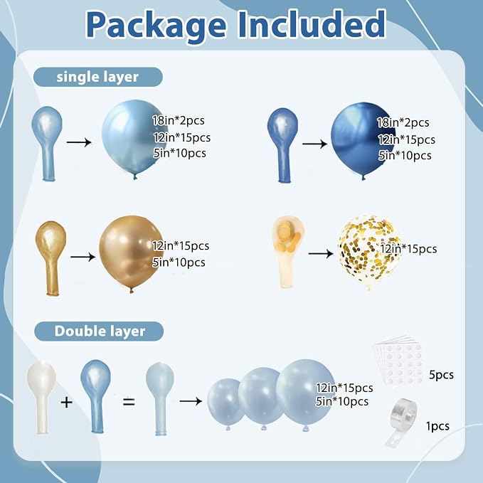 Blue and Gold Balloons Arch Kit - Image 2