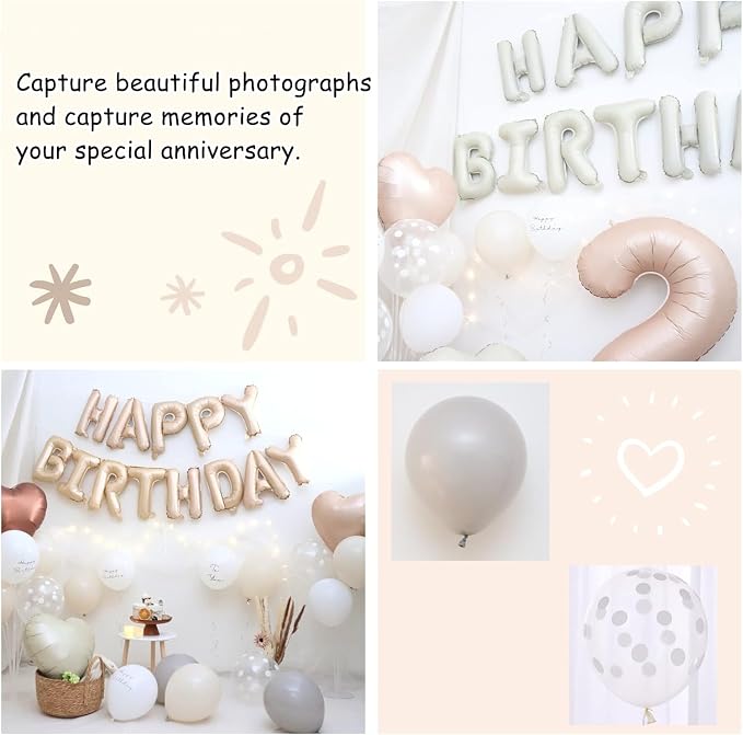 Cream White Happy Birthday Balloon Banner 16 Inch Mylar Foil Letters - Image 5