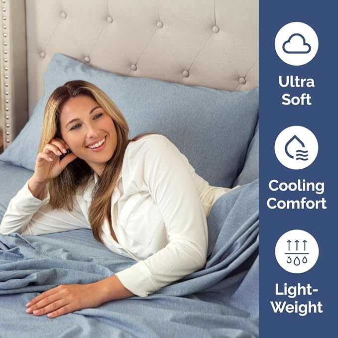 Queen Pillow Cases Set of 4 - Ultra Soft Hotel Quality Pillowcase Covers - Comfy, Cozy & Wrinkle Free - Shrinkage and Fade Resistant - Machine Washable Pillow Protectors - 4 Piece Set - Heathered Blue