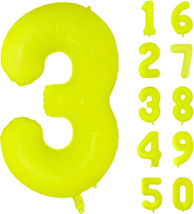 Fluorescent Yellow Number Balloon 40 inch Giant Foil Helium Balloons Yellow by Yeodong