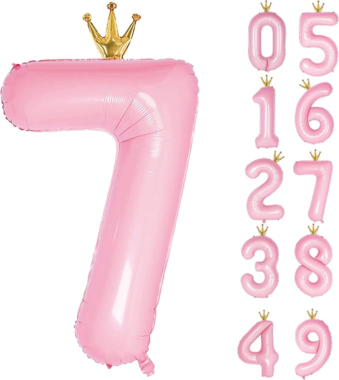 Giant Light Pink Number 7 Balloon by GifloonOfficial