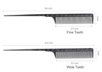 PERFEHAIR Heat Resistant Rat Tail Combs for Flat Iron Straightening, 2 Pieces Carbon Fiber Anti Static Styling Combs for Women, Fine and Wide Teeth, Black