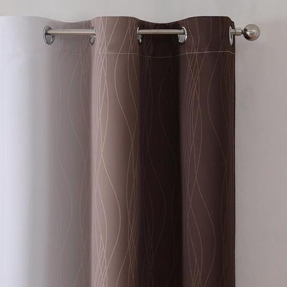Brown and Greyish White Ombre Blackout Curtains 54 Inch Length 2 Panels - Image 4