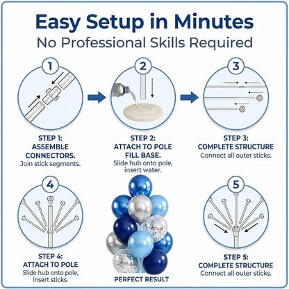 Navy Blue Silver Balloon Stand Kit, 2 Sets - Image 3