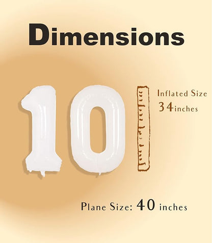 SUWEN 40 Inch White Large 10 Balloon Number Big Foil Helium Numbers 0-9 | Giant - Image 5