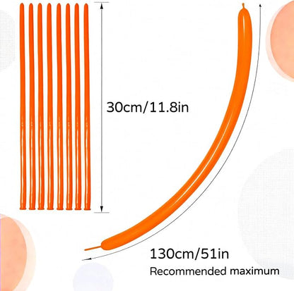 260 Orange Long Balloons for Balloon Garland Thickening Skinny Latex Twisting - Image 3