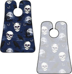 Adjustable Beard Bib, Non-Stick Hair Catcher Cape for Men's Shaving, Waterproof with 2 Suction Cups, Halloween Full Moon Raven Goth Skulls Shave Bib