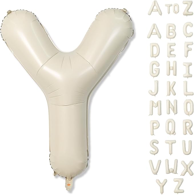Cream Y Letter Balloons, 40 Inch Alphabet Foil Name Beige Balloon, Large Self by Lingqiang