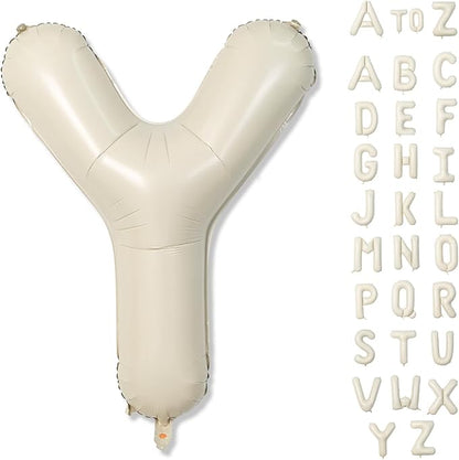 Cream Y Letter Balloons, 40 Inch Alphabet Foil Name Beige Balloon, Large Self by Lingqiang