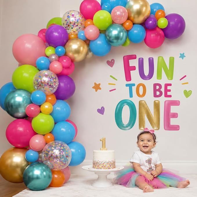 Multicolor Summer Balloon Arch Kit, Colorful Neon Balloons - Image 3