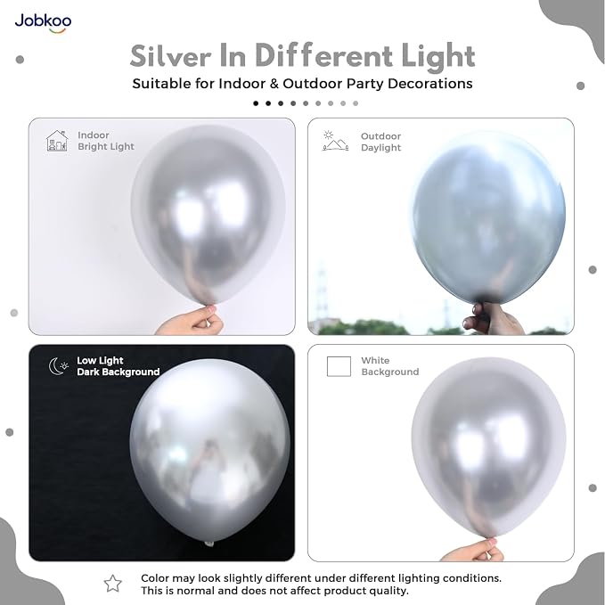 Jobkoo Silver Balloons 12 Inch - Image 3
