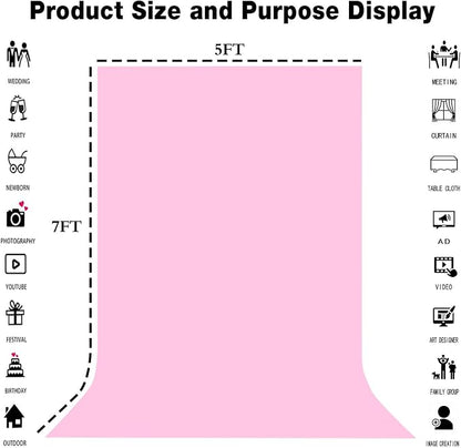 Pink Photography Backdrop for Photoshoot, Fabric 5x7ft | Polyester Studio Photo - Image 8