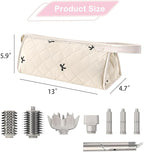 Large Quilted Hair Tools Travel Bag,Aesthetic Waterproof Hair Styling Accessories Storage Case for Flat Irons,Straightener,Curling Iron,Hair Dryer,Dyson Airwrap Travle Bag（05White Bow）