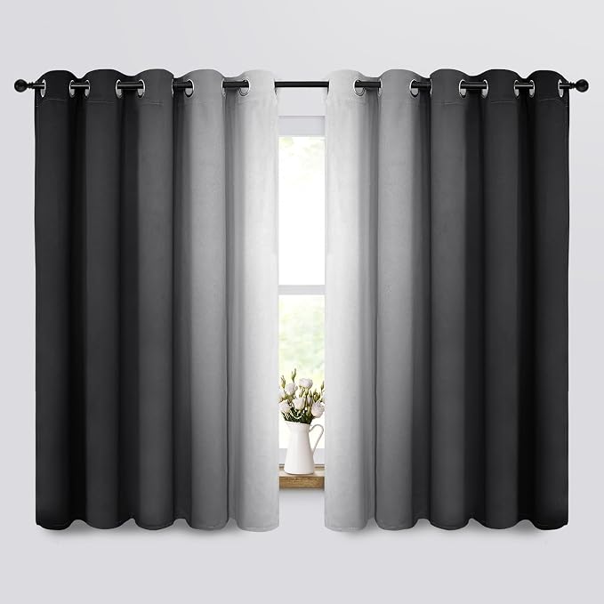 Yakamok Ombre Curtains Black and Greyish White by Yakamok