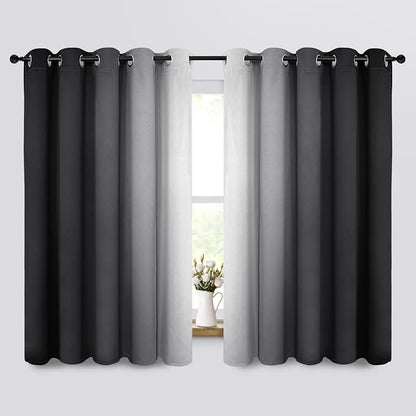 Yakamok Ombre Curtains Black and Greyish White by Yakamok