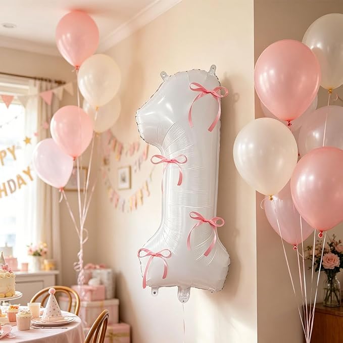 32 Inch White Number Foil Balloon - Image 3