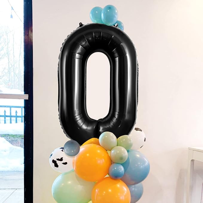 Black Number 0 Balloons 40 Inch Large Foil Balloons, Giant Number Balloon - Image 4