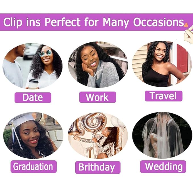 Curly Clip In Extension Human Hair 3C 4A Kinky Curly Clip Ins Full Head for Black Women Brazilian Remy Human Hair Natural Color 8Pcs with18clips 120g/Set (18 inch, curly wave)