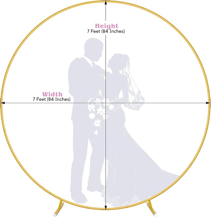 7.2 Ft Round Balloon Arch stand Gold Backdrop Frame - Image 2
