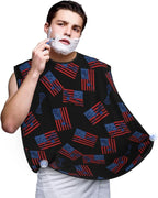 Ultimate Shaving Bib, Beard Trimming Apron with Hair Catcher, Lacrosse Sticks Ball USA American Flag Black