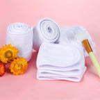 Facial Spa Headbands 4 PCS, Makeup Shower Bath Wrap Sport Headband Terry Cloth Stretch Towel with Magic Tape (White)