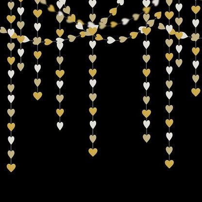 White-Gold Champagne Party-Decorations Heart Streamers Garland - 52Ft Christmas - Image 6