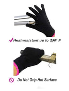 2 Heat Resistant Glove for Hair Styling, Curling Iron, Flat Iron and Curling Wand, Black, Pink Edge