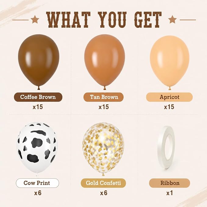 Blush Brown Cow Print Balloons Cowboy Birthday Decorations Western Farm Party - Image 4