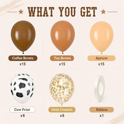 Blush Brown Cow Print Balloons Cowboy Birthday Decorations Western Farm Party - Image 4