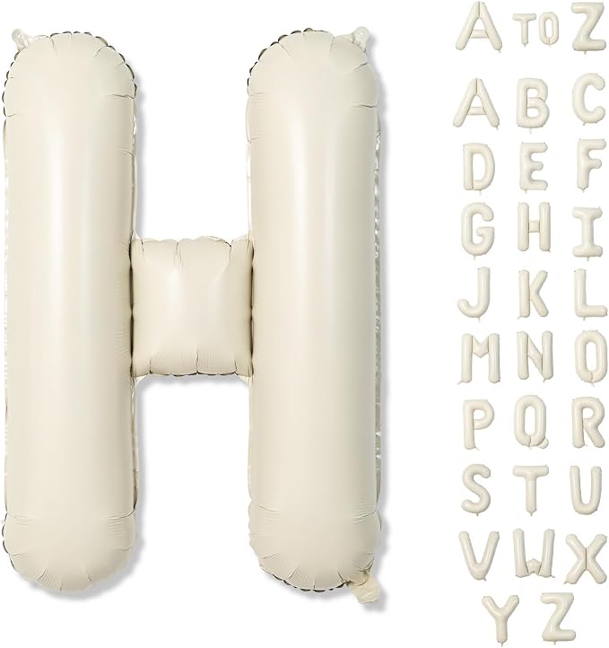 Giant Alphabet H Foil Name Balloons, Cream Ivory White Inflatable Word Balloons by Lingqiang