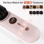 TANSHINE Cordless Hair Straightener Brush with 6000mAh Battery, Negative Ions & LCD Display - Portable Straightening Comb for Travel,Rechargeable Mini Hot Straightening Comb for Women,Pink