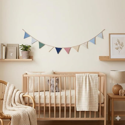 2Pcs Triangle Bunting Flag No-DIY Cotton Fabric Garland Reusable Party Banner - Image 7