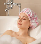 2 Pcs Heat Cap for Deep Conditioning, Pink Heating Caps for Deep Conditioning with Double Layer, Waterproof & Reusable for Shower, Hot Oil Treatment & Hair Steam Therapy