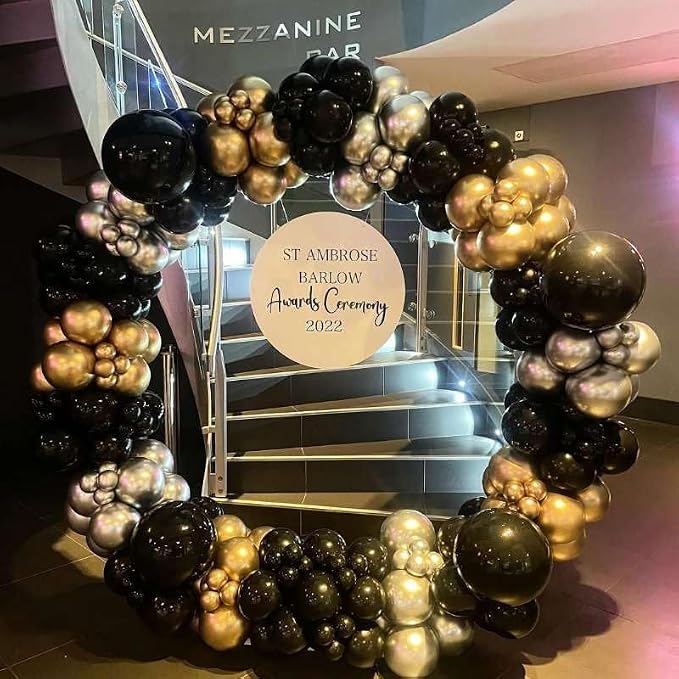 Black Gold and Silver Balloon Arch Garland Kit 153pcs - Image 6