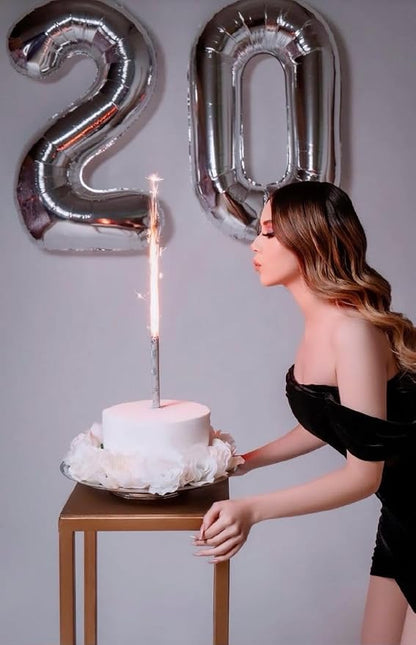 Number Balloons 40 Inch Silver 1 Balloon - Image 3