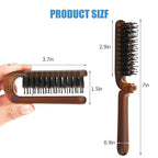 Travel Folding Hair Brush, Collapsable Portable Pocket Boar Bristle Hair Brush for Thin Thick Hair, Mini HairBrushfor Men Women Kids Thick Thin Curly Straight Wet Dry Hair Restore Shine Fold x1 Amber