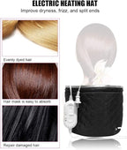 Heat Cap For Deep Conditioning, Adjustable Care Heating Steamer Cap Soft Bonnet Hooded Reusable Shower Portable Thermal Hat Steaming Haircare Therapy for Natural Hair Styling Spa Portable Home Use