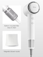 Tideway Hair Dryer, Blow Dryer with Diffuser, Ionic Professional High-Speed 1500W Low-Noise, 110,000 RPM Brushless Motor, Fast Drying, Travel Compact for Women & Men (White)
