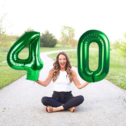 40 Balloons Number for 40th Birthday Decorations Women Men, Dark Green | 40In - Image 3