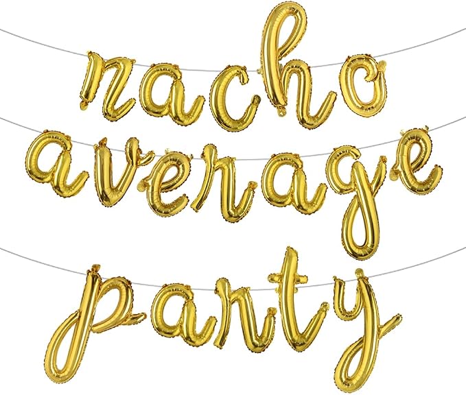 L NACHO AVERAGE PARTY Gold Fiesta Mexican Party Decoration Banner Balloons Taco by RUIANSI