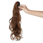 Claw Clip Ponytail Extension 18" Clip in Wavy Ponytail Hair Extensions Long Pony Tails for Women Extensions Light Auburn Wave Hairpiece