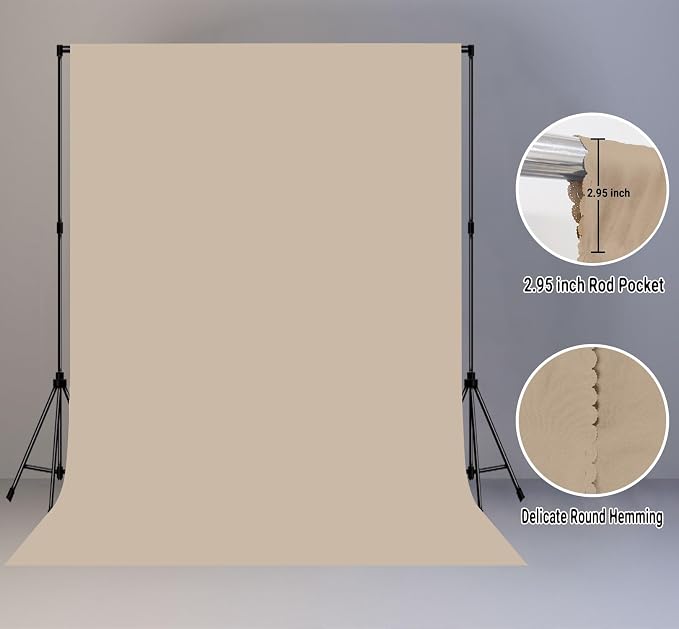 Beige Photography Backdrop for Photoshoot, Fabric 5x7ft | Polyester Studio - Image 6