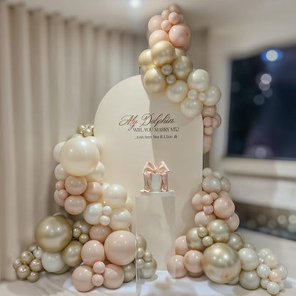 HILAVO Dusty Pink Balloon Arch Kit Boho Blush Pink Champagne Gold Double - Image 7