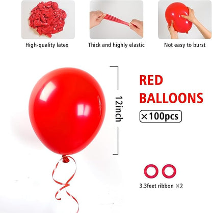 100pcs 12inch Red Balloons - Image 2