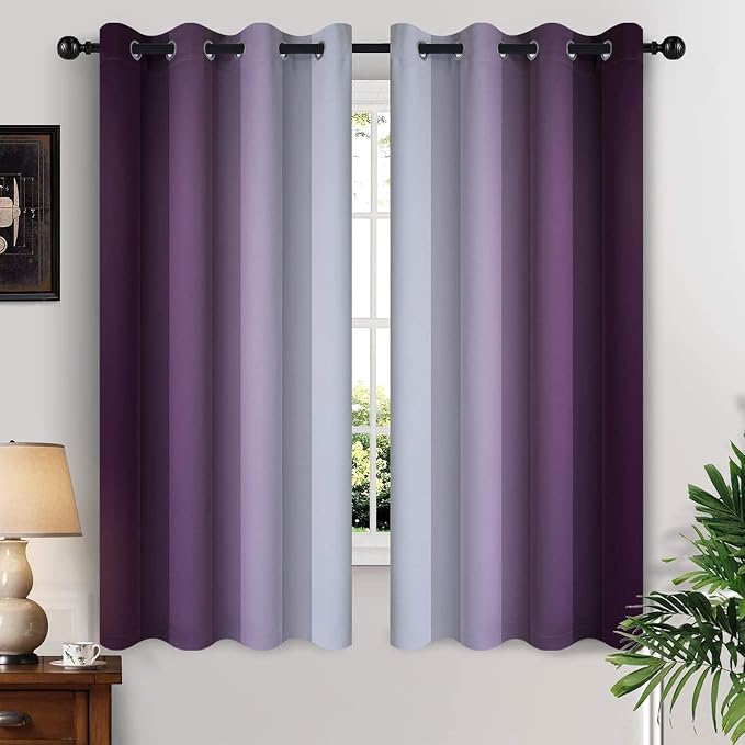 Yakamok Ombre Curtains Purple and Greyish White by Yakamok