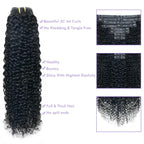 Seamless 3C 4A Kinky Curly Clip In Extension PU Weft Curly Clip in Extension Human Hair Clip Ins Full Head for Black Women Brazilian Remy Human Hair Natural Color 8Pcs with18clips 120g/Set (26 inch)