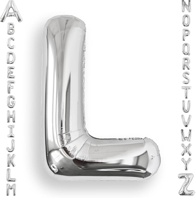 AULE 40 Inch Silver L Balloon Letter Foil A-Z Birthday Big Alphabet | Birthday by AULE